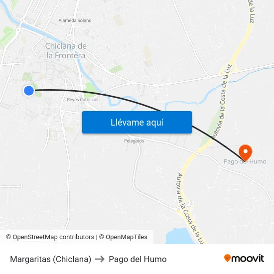 Margaritas (Chiclana) to Pago del Humo map