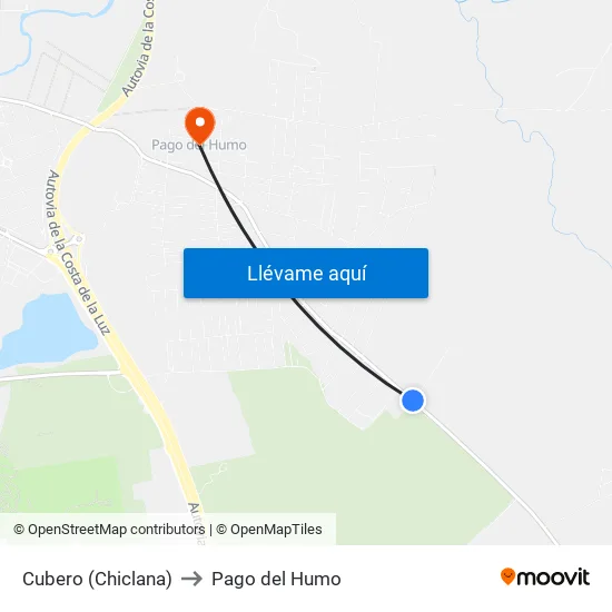 Cubero (Chiclana) to Pago del Humo map