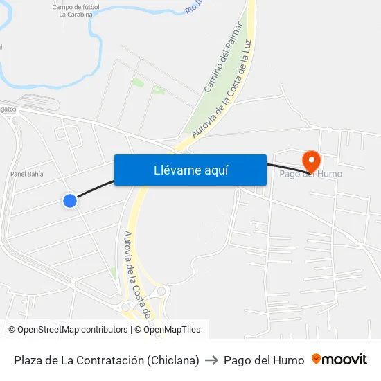 Plaza de La Contratación (Chiclana) to Pago del Humo map