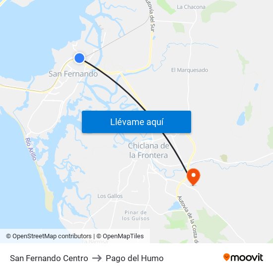 San Fernando Centro to Pago del Humo map