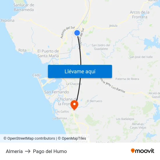 Almería to Pago del Humo map