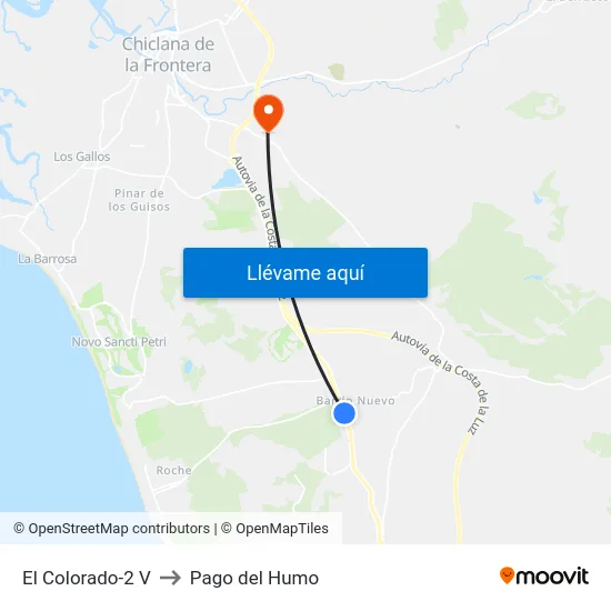 El Colorado-2 V to Pago del Humo map