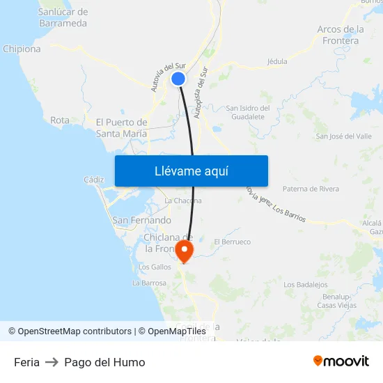 Feria to Pago del Humo map