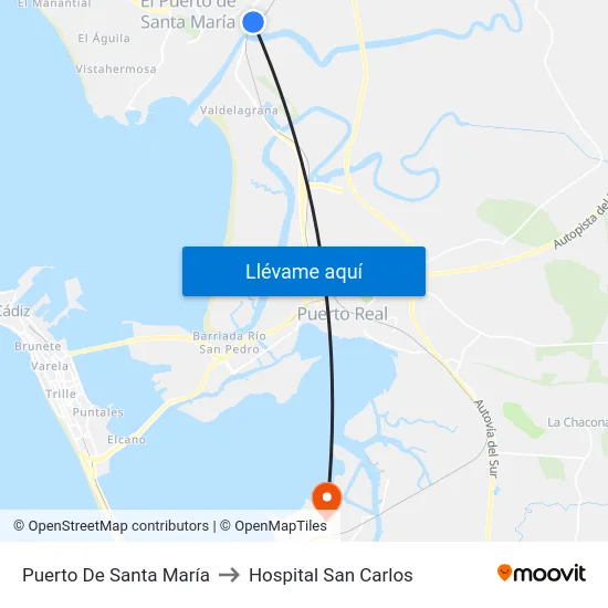 Puerto De Santa María to Hospital San Carlos map