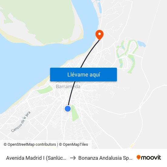 Avenida Madrid I (Sanlúcar) to Bonanza Andalusia Spain map