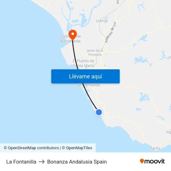 La Fontanilla to Bonanza Andalusia Spain map