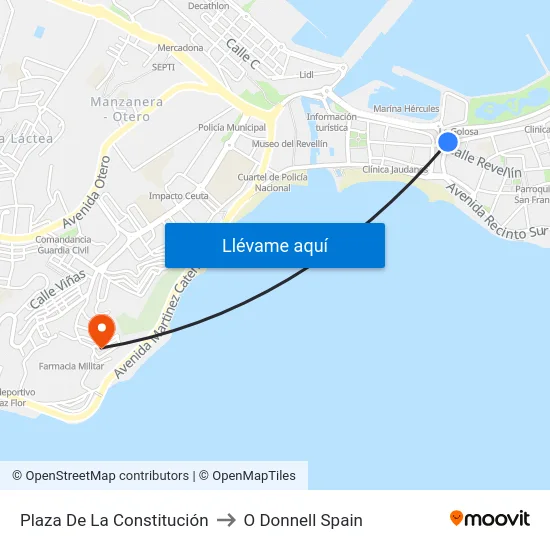 Plaza De La Constitución to O Donnell Spain map