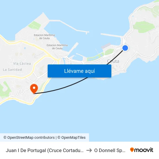 Juan I De Portugal (Cruce Cortadura) to O Donnell Spain map