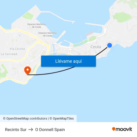 Recinto Sur to O Donnell Spain map