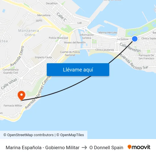 Marina Española - Gobierno Militar to O Donnell Spain map