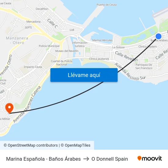 Marina Española - Baños Árabes to O Donnell Spain map