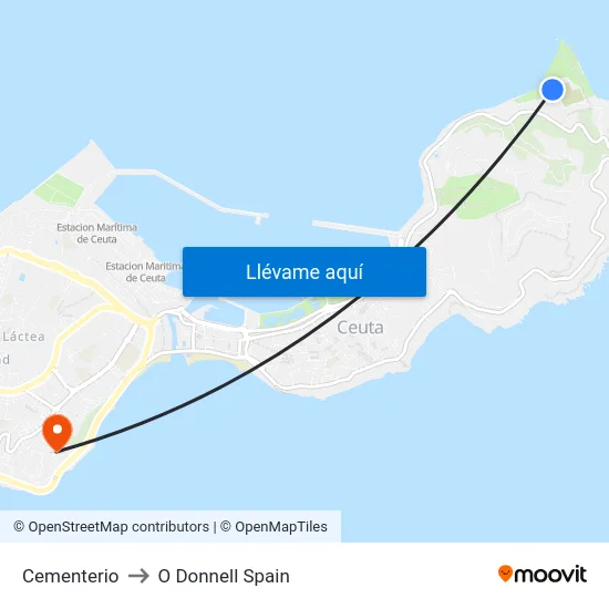 Cementerio to O Donnell Spain map