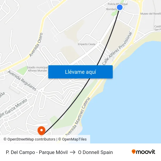 P. Del Campo - Parque Móvil to O Donnell Spain map