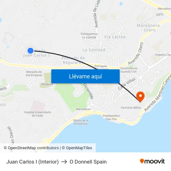 Juan Carlos I (Interior) to O Donnell Spain map