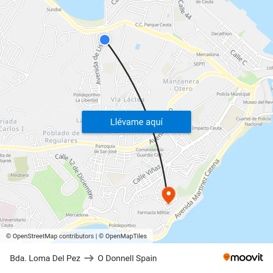 Bda. Loma Del Pez to O Donnell Spain map