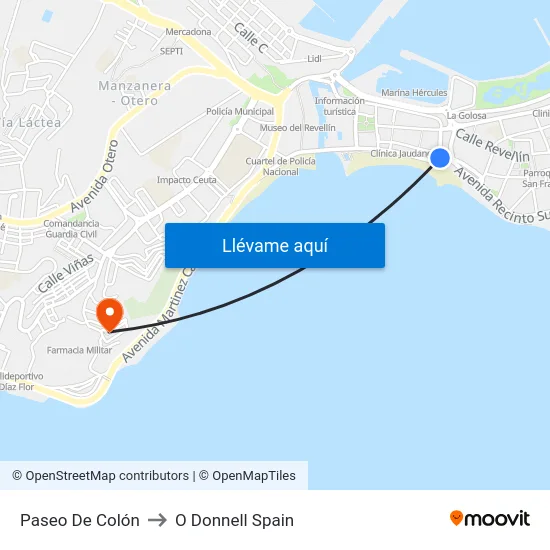 Paseo De Colón to O Donnell Spain map