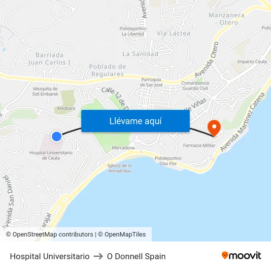 Hospital Universitario to O Donnell Spain map