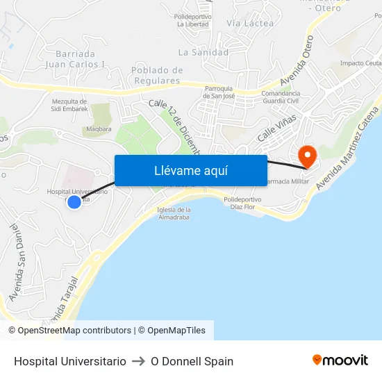 Hospital Universitario to O Donnell Spain map