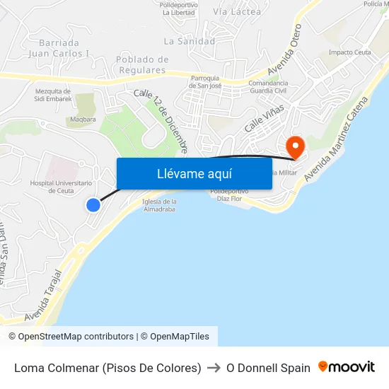 Loma Colmenar (Pisos De Colores) to O Donnell Spain map