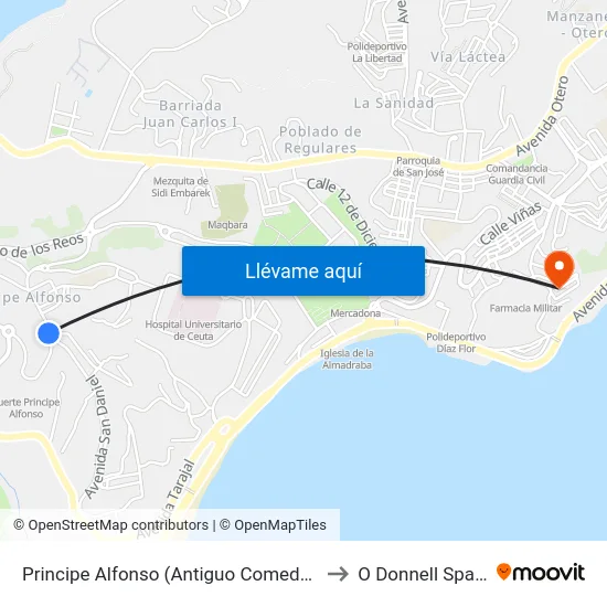 Principe Alfonso (Antiguo Comedor) to O Donnell Spain map