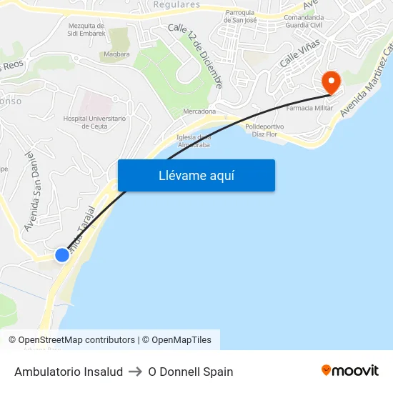 Ambulatorio Insalud to O Donnell Spain map