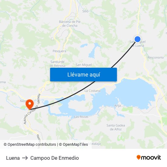 Luena to Campoo De Enmedio map