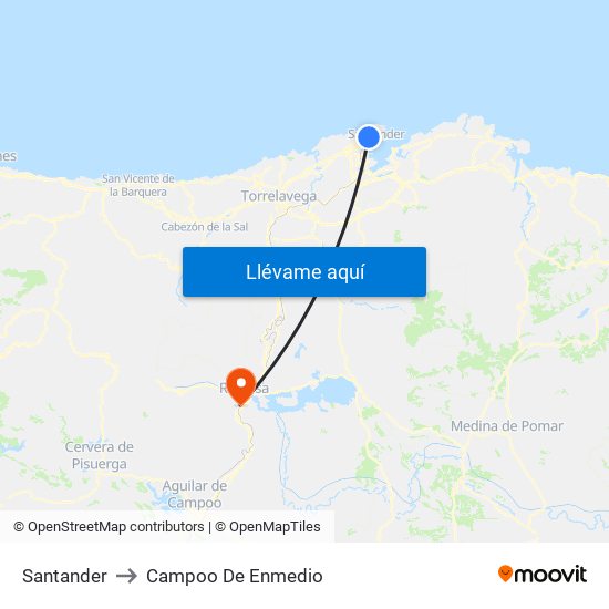 Santander to Campoo De Enmedio map