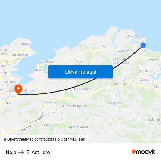 Noja to El Astillero map