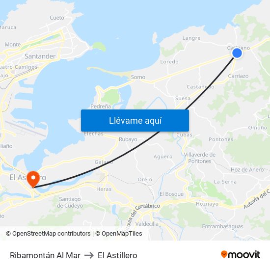 Ribamontán Al Mar to El Astillero map
