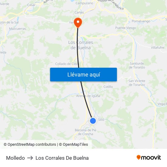 Molledo to Los Corrales De Buelna map