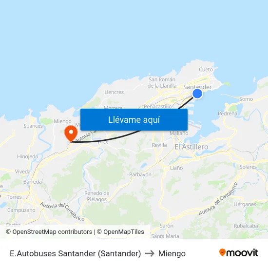 E.Autobuses Santander (Santander) to Miengo map