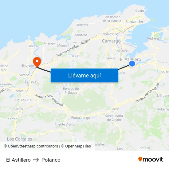 El Astillero to Polanco map