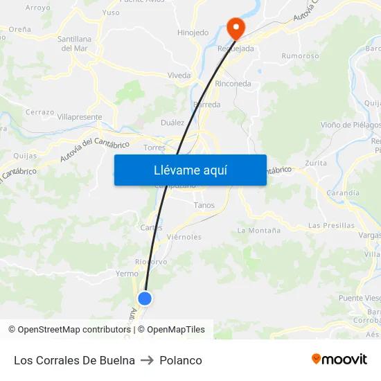 Los Corrales De Buelna to Polanco map