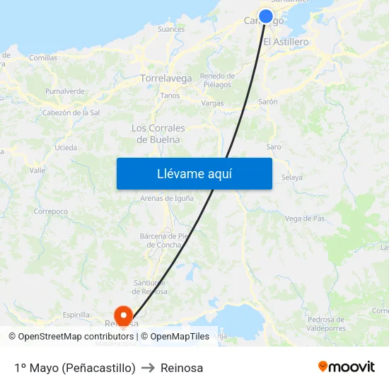 1º Mayo (Peñacastillo) to Reinosa map