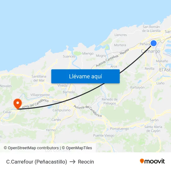 C.Carrefour (Peñacastillo) to Reocín map