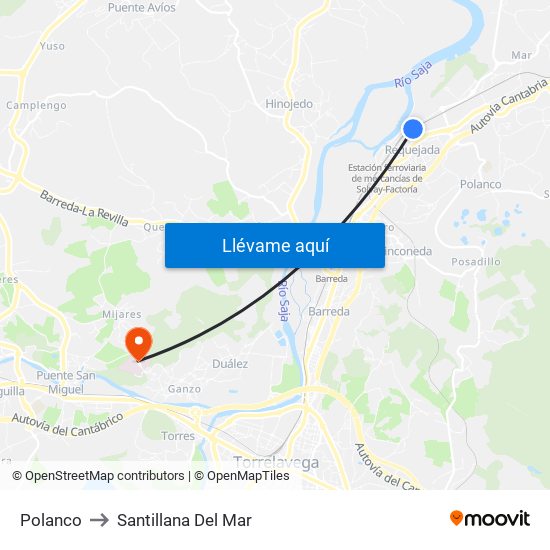 Polanco to Santillana Del Mar map