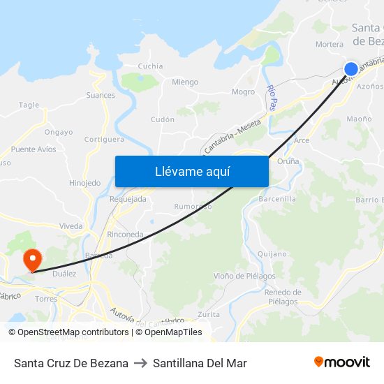 Santa Cruz De Bezana to Santillana Del Mar map