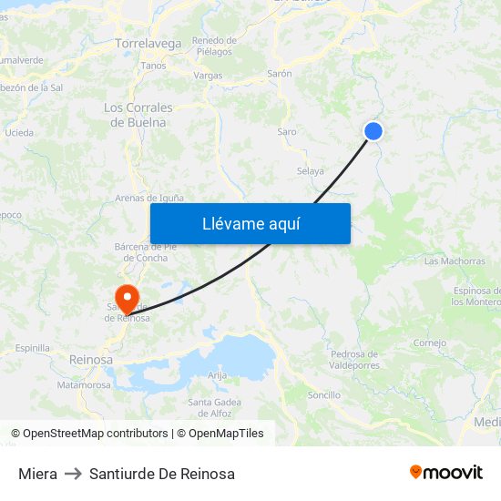 Miera to Santiurde De Reinosa map