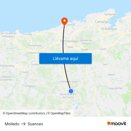 Molledo to Suances map