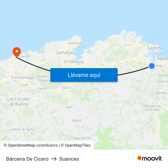 Bárcena De Cicero to Suances map
