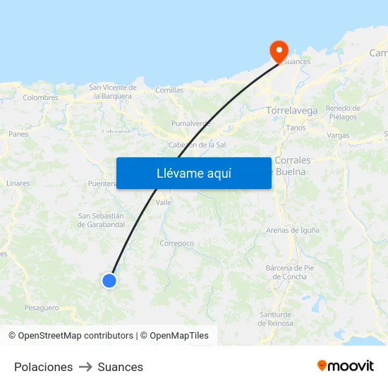 Polaciones to Suances map