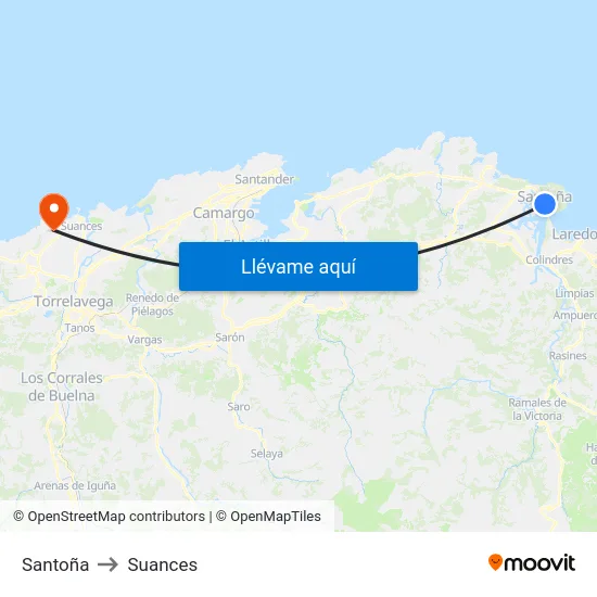 Santoña to Suances map