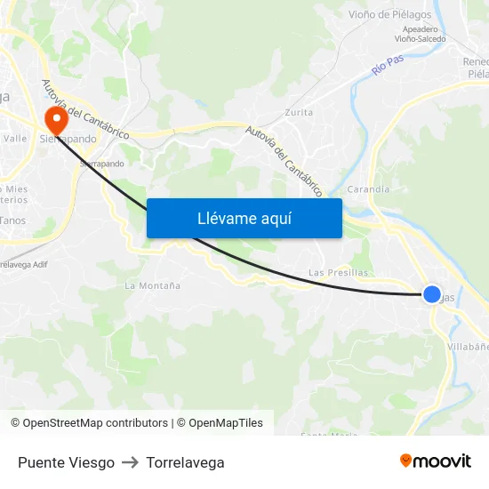 Puente Viesgo to Torrelavega map
