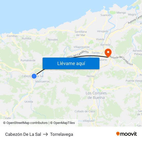 Cabezón De La Sal to Torrelavega map