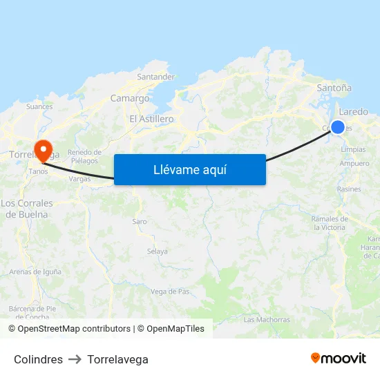 Colindres to Torrelavega map
