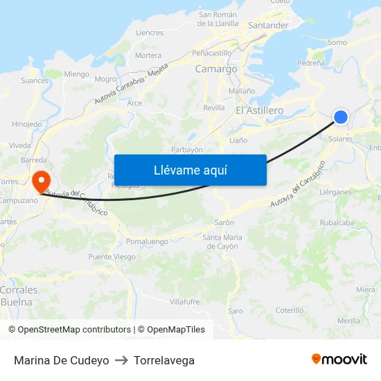 Marina De Cudeyo to Torrelavega map
