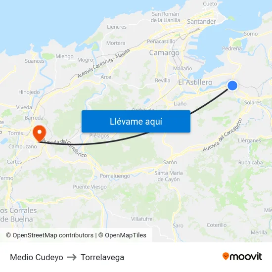 Medio Cudeyo to Torrelavega map