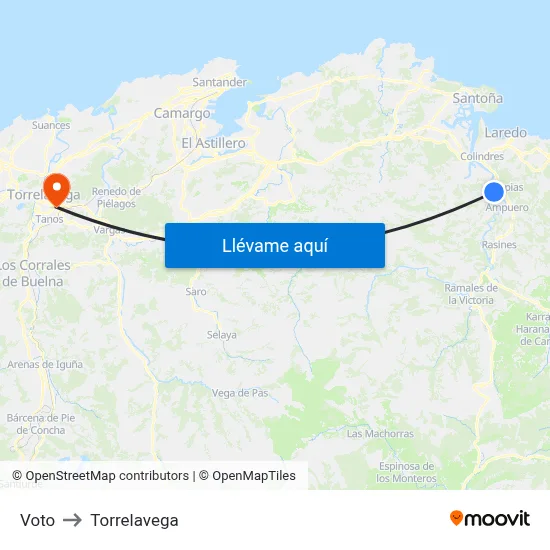 Voto to Torrelavega map