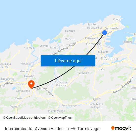 Intercambiador Avenida Valdecilla to Torrelavega map