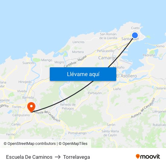 Escuela De Caminos to Torrelavega map